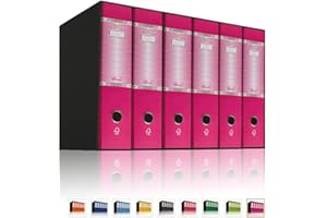 SPA LogicaShop UBOX 6 Raccoglitori ad Anelli A4 Dorso 8 con Custodia Cartone, Formato Commerciale, Registratore con Meccanismo a Leva D, Raccoglitore con Scatola, Faldone Universale (Viola)