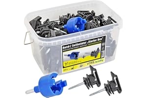 VOSS.farming 100x Aislador para Cinta o Cuerda conductora para Pastor eléctrico + Caja + Accesorio para Montaje