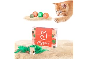 Migipaws Paw Palace Replacements,3 EVA Balls,1 Catnip Ball,2 Coconut Tree Teaser Pole Feather Accessories,Cat Ball Toys
