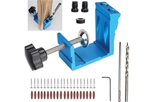 ERRUM 48PCS Pocket Hole Jig Kit, 15 Degree Pocket Hole Screw Jig Dowel Drill Joinery Kit Pocket Hole Guide Tool Positioner Kit DIY Woodworking Punch Locator Tool