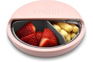 melii Spin Snack Container, Food Storage for Kids, BPA-Free, Dishwasher Safe – 3 Compartments (Pink)