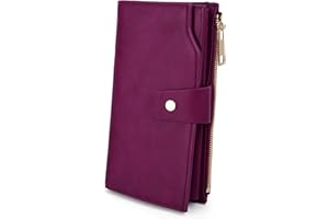 UTO Femme Portefeuille Blocage RFID en PU Cuir avec Bracelet Grande Capacité(21 emplacements de Cartes) Poche Intérieure Convient aux Portables 5.5''