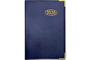 MantraRaj 2026 Week to View PVC Leather Effect Pocket Diary With Metal Corners Compact Planner with Hard Case Cover, Conversion Tables, and Organizational Tools - 11cm x 7cm (Blue)