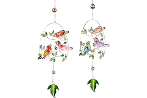 FORMANO 1 x wunderschöner moderner Fensterhänger Deko-Hänger Glasbild Fensterdeko Tiffany Art Bunte Vögel Frühling Sommer ca. 44 cm groß