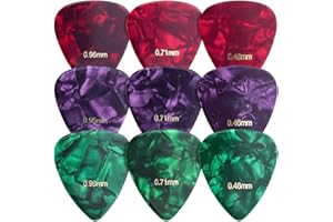 kwmobile Médiator guitare - Lot 9x médiator de 3 épaisseurs 0,46mm/0,71mm/0,96mm - Plectre guitare acoustique électrique classique basse ukulélé
