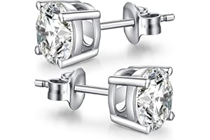 Miaofu Pendientes, el oro blanco 18K Plateó, Pendientes Circonita Plata Esterlina 925 I Pendientes Cúbicos Zirconia Swarovski, Pendientes Bola Tamaño 3mm-8mm Joyería Fina para Mujere Hombre