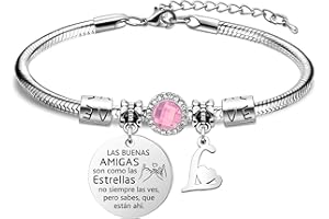 Bacaemo Regalos Para Amigas Pulsera Mujer Regalo Cumpleaños Mujer Amigas Hermanas Colegas Novias Navidad Regalos Creativos Pulsera de Amistad con la Letra A - Z, Regalo de Graduación Distancia Regalo