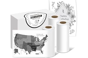 ORGBRO Thermal Sticker Labels, 80mm × 3m Self-Adhesive Thermal Sticker Paper for X3 Printer, Multi-Purpose Continuous Label Tape for Study Notes, Photo, Office, Home, Black on White, 3 Rolls, White