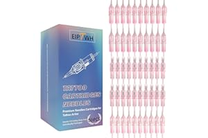 EIPTWH 50pcs Surtido de Cartuchos de Agujas de Tatuaje,#12 Bugpin Tamaño Mixto 5PCS cada 5RL 7RL 9RL 5RS 7RS 9RS 15M1 21M1 15RM 21RM,Round Liner Agujas de Tatuaje Desechables