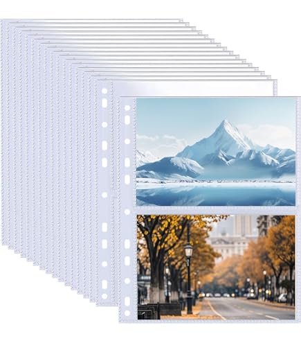 thumbnail: 50 Stuks Fotohoezen DIN A4 Transparante Ansichtkaarthoezen 2 Vakken - 100 Vakken Met 11 Gaten