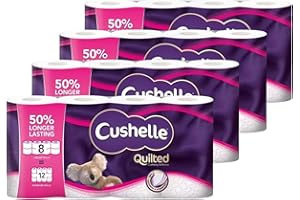 Cushelle Quilted 3-Ply Double Size 50% Longer Soft Absorbent Rolls 32 Pack - 236 Sheets, Micro Air Pockets for Extra Softness & Absorbency, Longer Lasting, FSC Certified