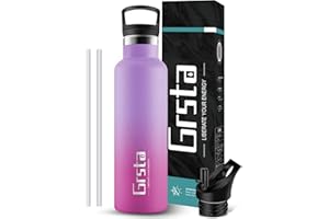 Grsta Botella agua acero inoxidable - 500ml/750ml/1L Botella agua - Botella reutilizable, Botella de agua sin BPA - Botella termo para Deportes, Escuela, fitness, Bicicleta, Al aire libre