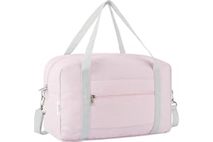 VAVOBIS for Ryanair Cabin Bags 40x20x25 Underseat Travel Bag Small Hand Luggage Bag Tote Carry On Duffle Bag Gym Beach Overnight Flight Bag Weekend Bags for Women Men，Pink(with Shoulder Strap)