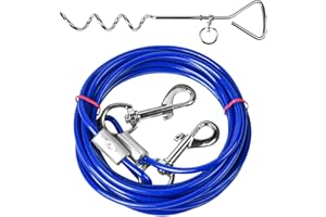 Chstarina Anlegepflöcke mit Leine,5 m Lange schleppleine für kleine Hunde Hundeleine mit Anlegespirale Anlegepflock Stahlspirale Hundekette Hundetrainingsleine für Outdoor-Hunde, Camping (Blau)