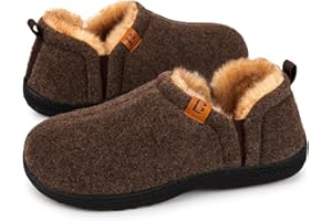 LongBay Men's Warm Memory Foam Slippers Home House Indoor Outdoor Anti-Slip Winter Shoes