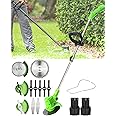 Cordless String Trimmer Kit,Edger Lawn Trimmer, Weed Trimmer Tool,with 2 Li-Ion Battery Powered,3 Types Cutting Blade,for Lawn Care and Garden Yard Work Ideal for Extensive Green Space Maintenance