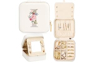 Enthralite Travel Jewellery Case Personalized Gifts - Travel Essentials for Women -Jewellery Travel Organiser Small Jewellery Box for Necklaces Earrings Rings- Gifts for Girls Women - White,I