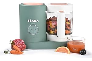 BÉABA, Babycook Neo, Mikser parowy 6 w 1, robot dla niemowląt, wyprodukowany we Francji, szklana miska, zbiornik ze stali nierdzewnej, duża pojemność, dywersyfikacja żywności, małe słoiki dla dzieci,