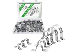 RRRST 102x Schwerer U-rohrschellen Set 8mm 10mm 12mm 16mm 20mm 25mm 30mm 32mm 35 mm, U Rohrschelle Set, 304 Edelstahl Befestigungsschelle Rohrschellen Set