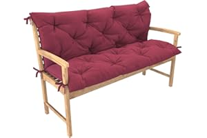 chilly pilley Coussin De Banc Coussin De Palette EU avec Dossier Coussin Balançoire De Jardin Matelassé avec Coutures Coussin De Jardin (100x50x50, Rouge Foncé)