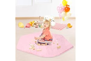 Joylink Alfombra Infantil Soft Mat , Terciopelo Rosa Alfombras, Hexágono Alfombra Para Playhouse Princess Tent Castle - 140*120cm