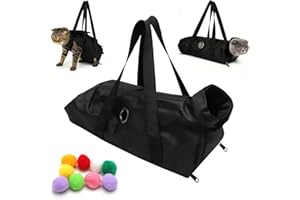 HENGBIRD Sac de toilettage pour Chat Anti Rayures avec Trous pour Les Pieds pour Couper Les Griffes Nettoyer Les Oreilles et Couper Les onglesIdéal pour Petits Chats Usage vétérinaire ou à Domicile