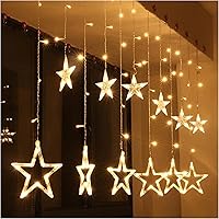The Purple Tree Decorative Star Curtain LED Lights for Diwali Christmas Wedding - 2.5 Meter (1 Curtain, 138 LED, 6+6…