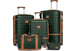 Joyway Koffer Reisekoffer von ABS Hartschalen Erweiterbar Trolley Kofferset mit TSA Schloss und 4 Rollen Der Handgepäck Sets Enthält 1 Reisetasche und 1 Kulturbeutel Grün