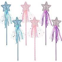 SYEYCW 4 Pièces Baguette Magique, Baguette De Princesse, Baguettes De Fée En Forme D'Étoile, Baguette De Fée Pour Enfants, Baguette Magique D'ange Pour Anniversaire, Mariage, Cosplay, Jeu De Rôle