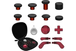 CHARM FOCUS 16-in-1 Metall Analogstick Ersatz Set für Xbox Elite Series 2 – Enthält magnetische Analogsticks, Paddles, Silikonkappen, D-Pads, Einstellwerkzeug (Vulkanrot)