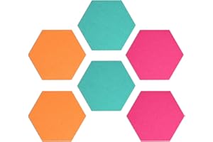 Navaris Tableau Hexagone en Feutre - Lot 6x Panneau d'affichage Mural Adhésif avec 10x Punaise - Décoration Photo Note - 15x17,7cm - Tricolore