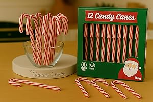 GÉNÉRIQUE 12 Sucre d'orge - Cannes à sucre - 12 cm – Décoration noel sapin - Bonbon - 144 g