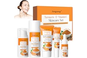 Fengyang® Set per la cura della pelle alla vitamina C 5 Pezzi, Set Regalo per la Cura Della Pelle, Crema Rassodante Idratante per la Pelle aiuta ad attenuare le rughe sottili