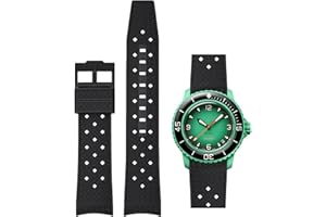 Niziruoup Correa para Reloj Blancpain X Swatch, estilo Tropical 22mm extremo curvado suave y elástica correa de goma silicona de repuesto para Swatch Blancpain Fifty Fathoms con kit de herramientas