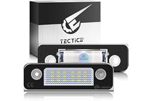 TECTICO LED Luci targa auto Lampada targa E-Mark ECE Bianco puro 6000K Canbus Nessun errore Compatibile con Ford Mondeo MK2 Fiesta Fusion, 2 pezzi