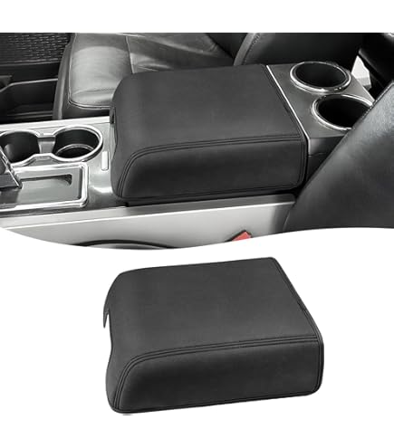 JDMCAR Center Console Cushion Compatible With 2015-2020 Ford F150 / 2017-2022 F250 F350 F450 And 2018-2023 Expedition Accessories, Customized PU Leather Armrest Cover Protector (Bucket Seat Only