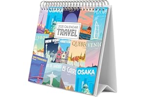 Grupo Erik: Calendario da Tavolo 2025 Travel - Calendario da Scrivania 2025, 12 mesi, 18x20 cm FSC®, Calendario Viaggi 2025 da Tavolo, Calendario Ufficio 2025