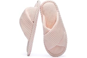 GOEWY Pantofole Donna con Memory Foam, Ciabatte in Velluto a Coste per Casa, Punta Aperta e Fiocco Incrociato, Suola Antiscivolo. Regalo Comodo e Alla Moda per Lei