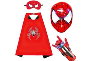 VIYAAN Capa de Superhéroe para Niños, Máscara De Superhéroe, Capa y Máscaras de Superhéroe, Divertidos Capas para Niños, Launcher Glove, Máscara Led, Ideal para Carnaval, Navidad, Fiesta de Cumpleaños