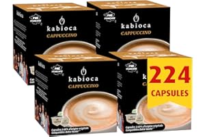 Kabioca - Cappuccino gourmand et raffiné - 14x16 Capsules d'origine végétale pour préparation Cappuccino - Dosettes tout en un compatibles avec machine Dolce Gusto capsules®