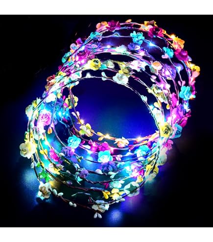 BF Souvenirs Ghirlanda per capelli a LED con fiori rosa e LED rosa, per matrimonio, compleanno, Oktoberfest, festa di primavera
