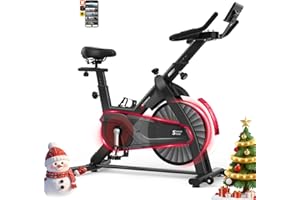 Decorcn Exercise Bike for Home Use with APP, Magnetic Resistance Spin Bike with Large Tablet Holder & Comfortable Seat, Upgraded LCD Monitor for Quiet Home Cardio Workout, Max 330LBS Capacity