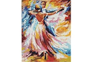 Medigy Valentine Cadeau Bricolage Peinture à l'huile par numéros pour Les Femmes Adultes avec Bois encadré Non-Toxique pigments acryliques 16x20IN-Love Series-Dancing