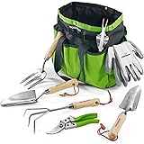 WORKPRO Attrezzi e Utensili da Giardino 8 Pezzi, in Acciaio Inossidabile con Borsa, Include Forbici per Potare, Cazzuola per 