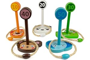 Budding Bear Giochi Lancio Anelli in Legno - Lancio degli Anelli Giochi Giardino Legno Naturale Ecologico al 100% - Senza Plastica - Gioco Lancio Anelli da Lanciare per Bambini 3 Anni in Su