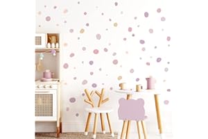 ‎LITTLE DECO Little Deco Wandtattoo Tupfen für Kinderzimmer 92 Stück Wandsticker Klebepunkte Dots in Altrosa Lila Pfirsich Set Babyzimmer Wandaufkleber DL925-8