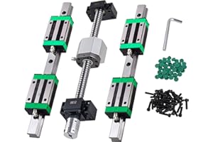 CNCYEAH Set di guide lineari HGR20 – 400 mm con blocco scorrevole + mandrino sferico SFU1605 – 350 mm binario lineare con dado sferico, BF/BK12, DSG16H, frizione + accessori per CNC