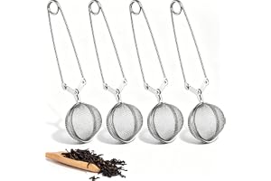 Dalephoric 4 stycken tetänger-set, tesil för löst te av rostfritt stål | Te ägg i sfärisk form, finmaskiga siktstänger, enkel filtrering, tetång för löst te, för fyllning av te, kryddor