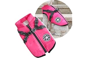 Oncpcare Giacca per cani di piccola taglia con pettorina, gilet sportivo per cani all'aperto, caldo, invernale, per gatti, cuccioli e cani di piccola taglia, rosa