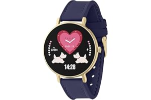 RADLEY Series 28 Amoled Smart Watch for Women with 1.19", Heart Rate, Bluetooth, Sleep Tracking, Sports Modes, Blood Oxygen, 5ATM Water Resistance, Ink Blue Leather Strap